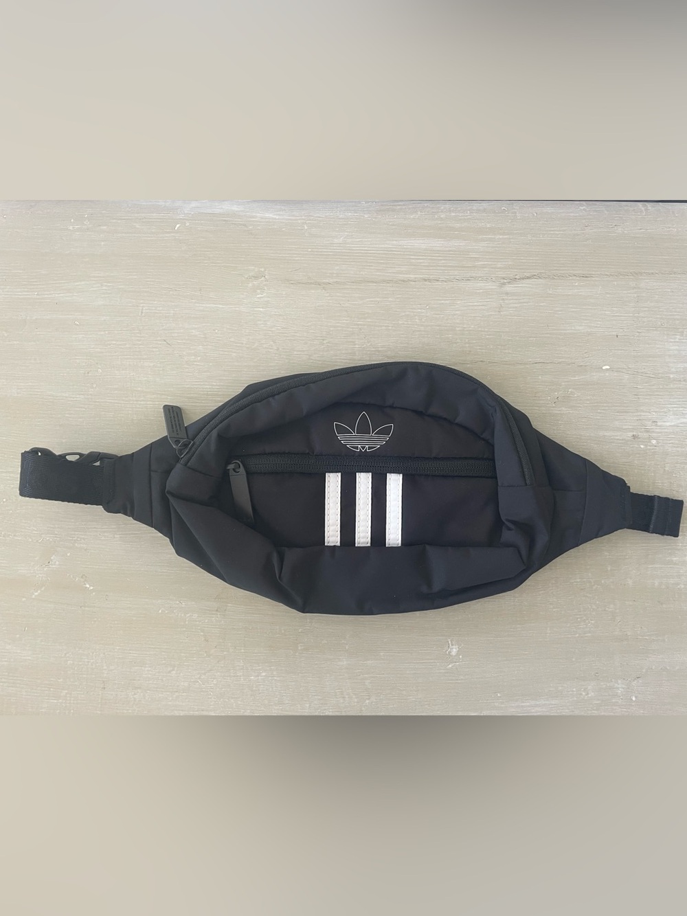 adidas Black Belt Bag with White 3-Stripes